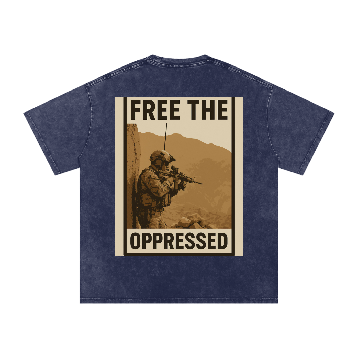 Free The Oppressed Snow Washed Oversized Cotton T-Shirt